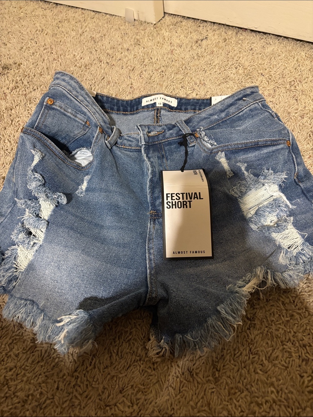 Almost Famous Light Blue Distressed Jean Shorts - Picture 4 of 4